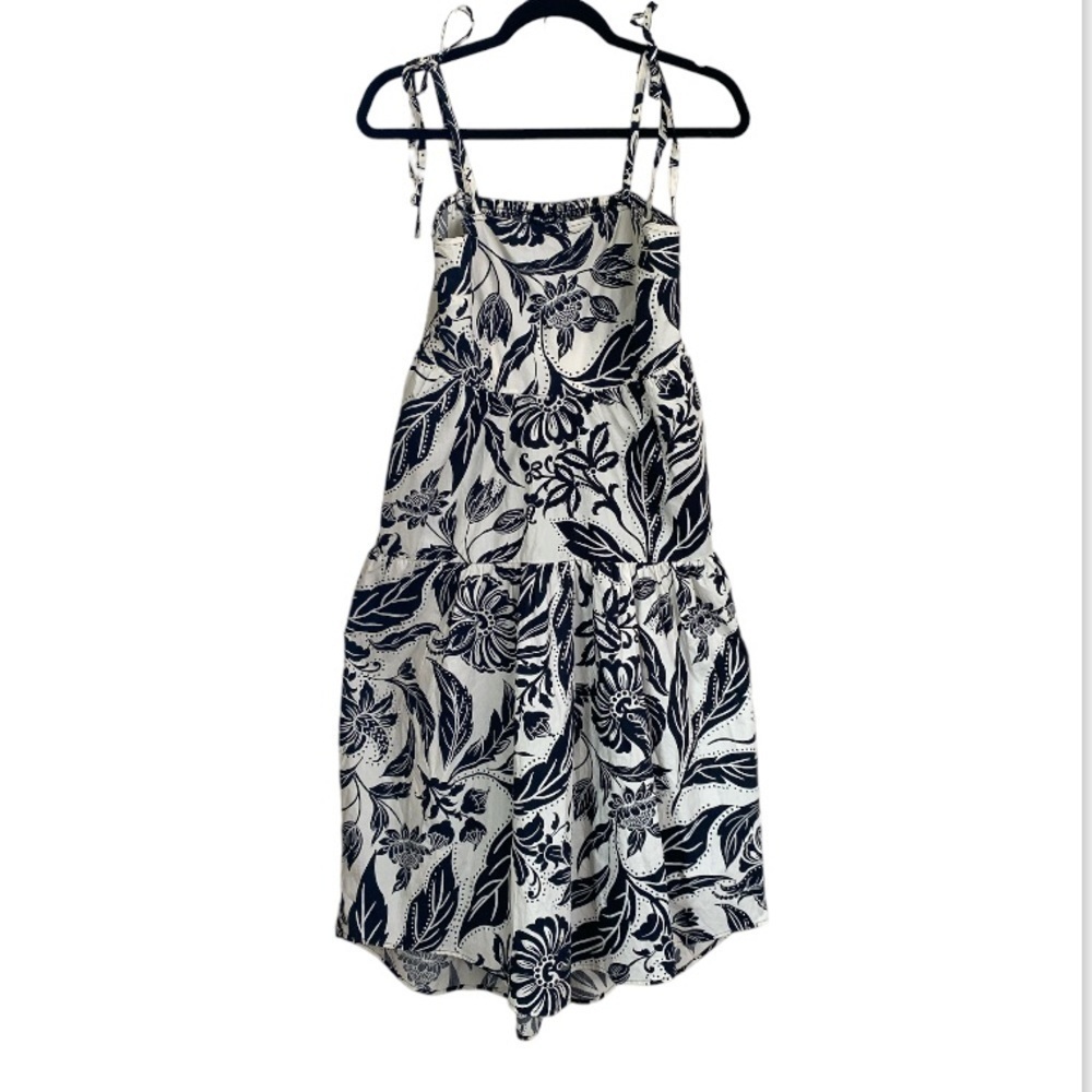 Who what wear dress midi black‎ white floral tropical NEW small